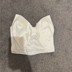 Show Me Your MuMu White Bow Crop Top
